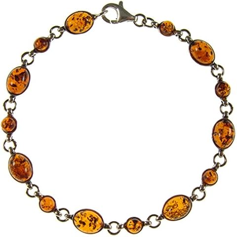 8" inch/20cm baltic amber and sterling silver 925 ladies' cognac bracelet jewellery jewelry Cover