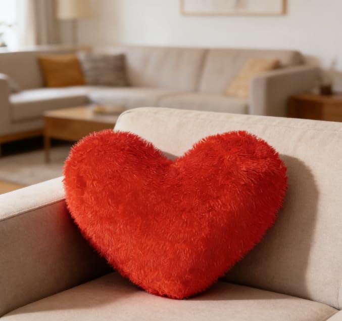 RANJIMA Herzkissen Dekoratives Kissen in Herzform Herz Kissen aus Plüsch Love Zierkissen Aesthetic Kuschelkissen zum Geburtstag Weiches Zierkissen für Wohnzimmer Sofa Schlafzimmer Bett 36x46 cm