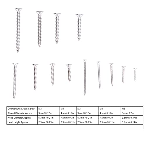 304 Stainless Steel Flat Head Self Tapping Wood Screws, Multi Size Wood Screws Assortment Kit, Flat Head Screws For Wood, Plastic And Metal #TOP3