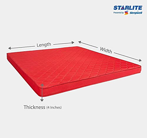 Image of Sleepwell Starlite Discover 4-inch Firm King Size Foam Mattress (78*72*4 Inches)