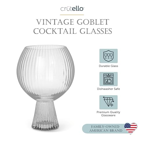Crutello Aperol Spritz Glasses | Goblet Cocktail Glasses Set of 4-16 oz Gin and Tonic, Sangria, or Aperol Spritz Glassware, Unique Cocktail Glassware for Gifts - Thumbnail 3