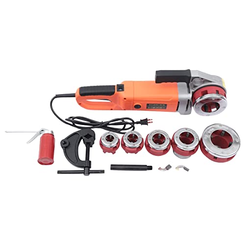 2300W Electric Pipe Threading Machine Tool Kit, 110V Portable Handheld Electric Pipe Threader Threading Machine Ratchet Pipe Threader Kit With 6 Dies