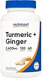 Nutricost Turmeric + Ginger Capsules with Bioperine, 2400mg Per Serving, 120 Capsules - GMO-Free, Gluten-Free, 40 Servings