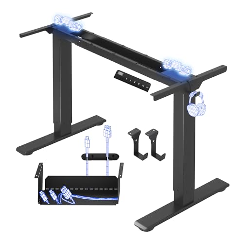 FLEXISPOT Bureau Assis Debout à 2 Moteurs, Cadre de Bureau Réglable en Hauteur en Acier avec Panneau Smart à Fonctions Mémoires et Système Anti-Collision,...