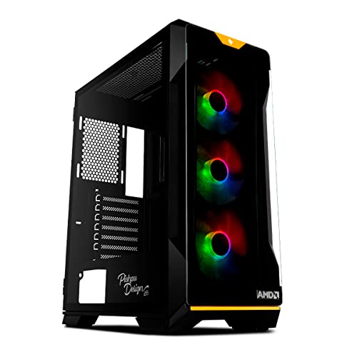 Gabinete Gamer Pichau Pouter 3 RGB AMD SE, Mid-Tower, Lateral de Vidro, Com 3 Fans, Preto, PG-P03AM-