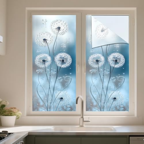 Vinilo decorativo para ventana IVN diseño Diente de León azul 17.7 x 39.3 pulgadas miniatura 5