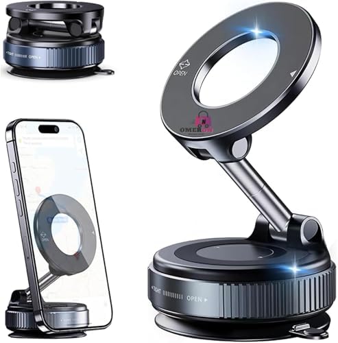(1 Year Warranty Magnetic Vacuum Phone Holder with 360° Rotation & Powerful Suction – Secure Mount for Car, Gym, Bathroom & Flat Surfaces, Universal Support for All Smartphones