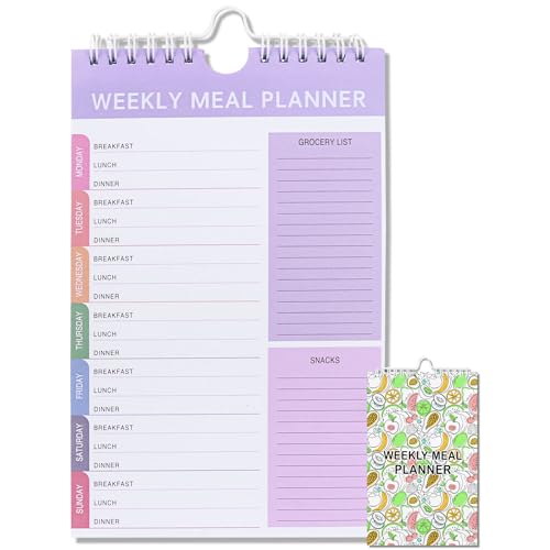 2Pcs Weekly Meal Planner and Grocery List,Planning Pad for Organized