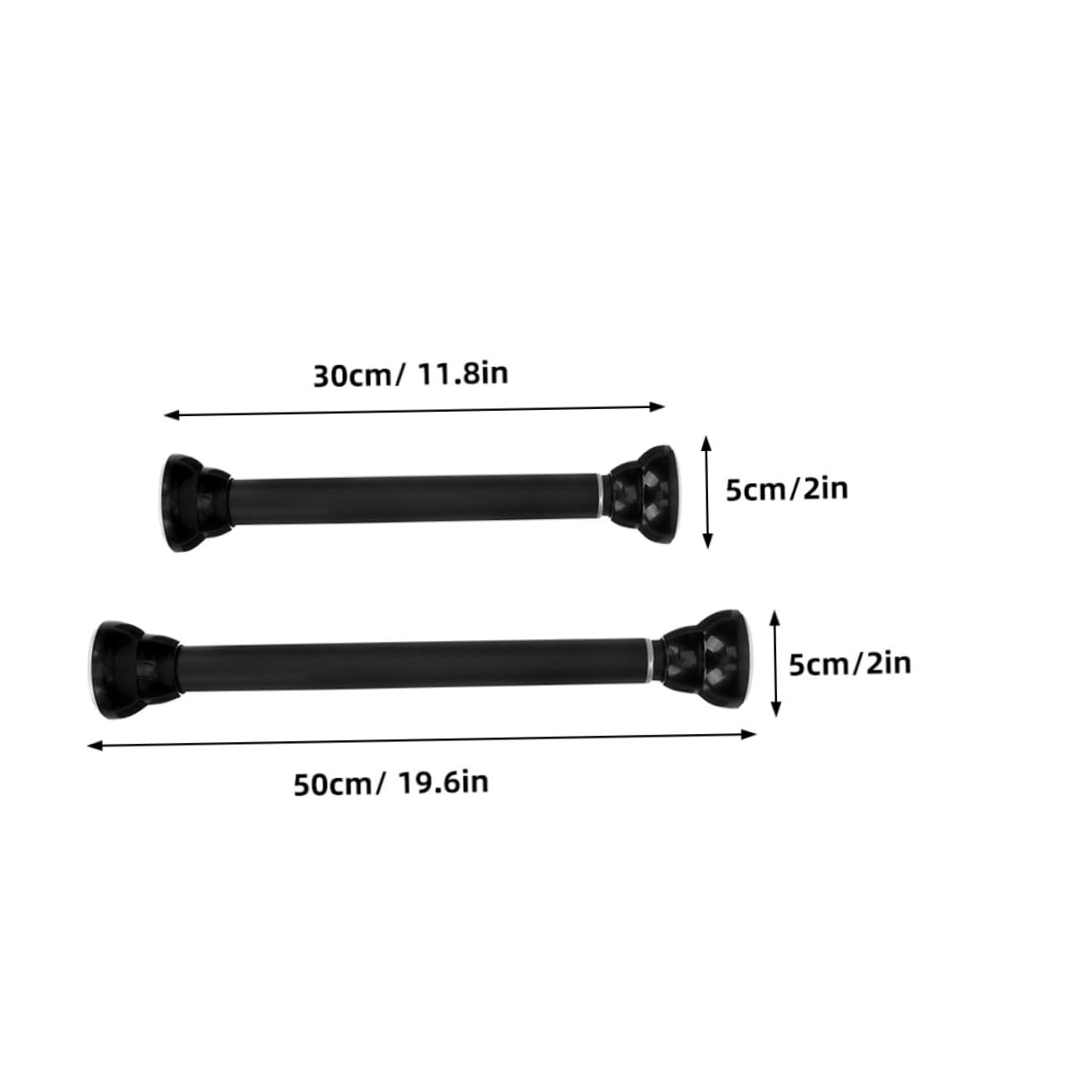 GALPADA 2 piezas Barra de Tensión Extensible para Ropa y Cortinas sin Taladro Ajustable para Baño Armario Dormitorio y Balcón Negro