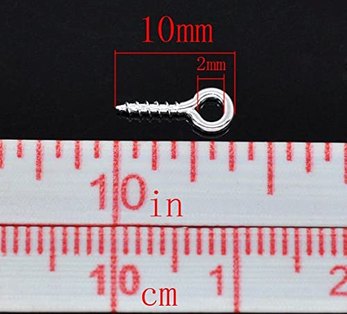 100 pcs. Silver Plated Screw Eyes Bails Top Drilled - 10mm x 4mm