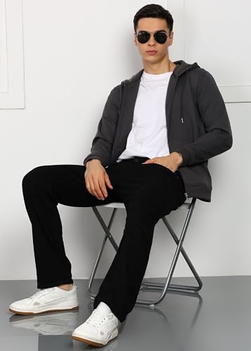 Image of Alan Jones Clothing Men's Solid Zipper Hooded Sweatshirt | Ribbed Hem, Lined Hood, Side Pockets, Durable Zip | Multiple Colors