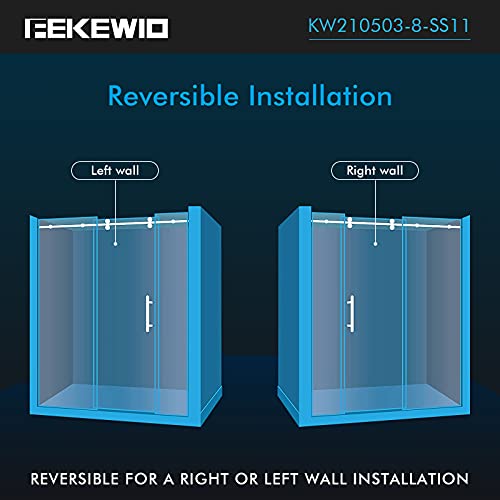 Fekewio Soft Close Single Sliding Shower Door, 56-60" X 76" Inch Frameless Walk-In Bathroom Shower Doors, Clear Tempered Glass 5/16" Shower Enclosure Ss11 (Brushed Nickel) #TOP1