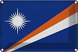 vianmo Blechschild 12x18 cm Marshallinseln Vintage Flagge Fahne Wappen Deko Geschenk Metall Schild