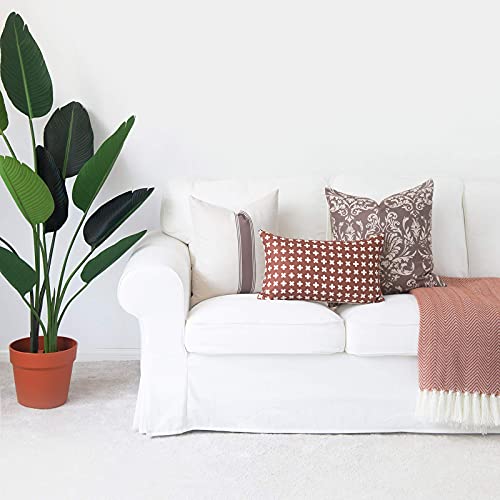 Modern Boho Pillow Cover, Damask, Brown, 20" X20" #TOP4