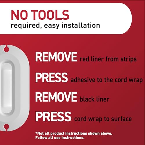 Command Cord Wrap, 2 Units, 4 Medium Strips, White - image 7