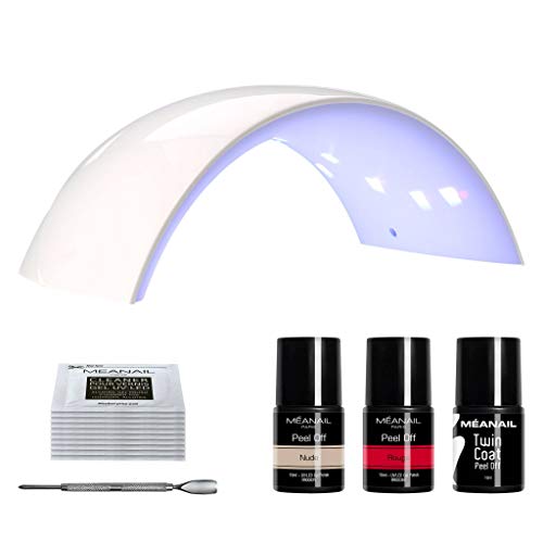 Kit de Manicura para Uas de Gel SemipermamentesLmpara LED UV 24W2 Esmaltes Peel Off 1 Twin CoatNo Necesita RemoverColor NUDE y ROJOVegan & Cruelty FreeManail Paris