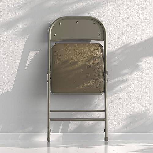 Nazhura PADDEDFOLDINGKHAKI4PACK 4 Pack Folding Chairs With Padded Cushion And Back, Khaki Metal Chairs thumb #5