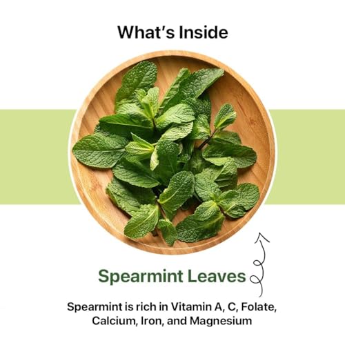 Image of BLUE TEA - Spearmint Herbal Tea - 30 Tea Bags (Pack of 2) - Plant Based | PCOS RELIEF | Supports Digestion | Balances Hormones | Reduces Facial Hair | Herbal Tea - Dried Loose Leaf - Caffeine Free | Zipper Packaging