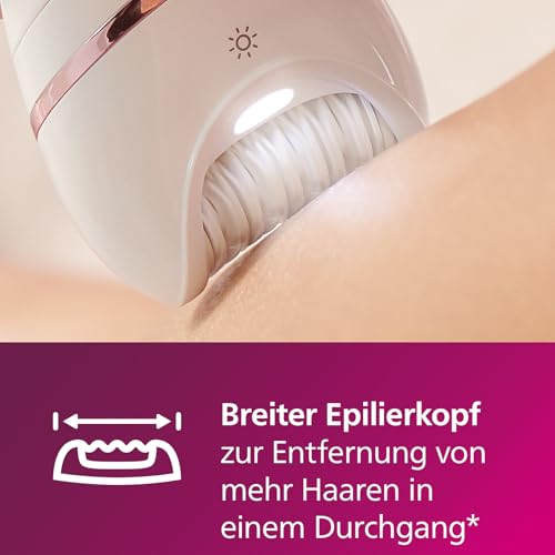 Philips Epilierer Series 8000, kabelloser Nass- und Trockenepilierer für Beine und Körper, Haarentfernungsgerät, mit 8 Zubehörteilen, Rasierer, Langhaarschneider und Körperpeeling-Gerät, (BRE735/00) 3