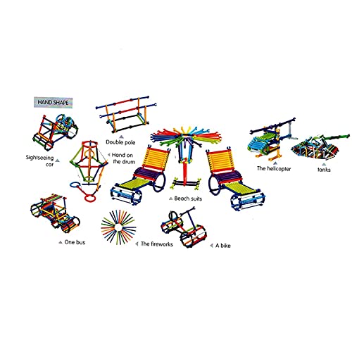 Image of Gambit Bulid Structures Interlocking Play Mat Building Sticks Blocks Set (250 Pieces) Smart Activity Fun and Learning Train Blocks for Kids - Multi-Color