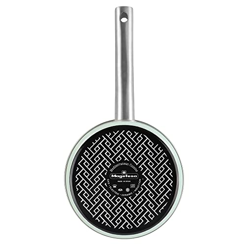 Magefesa Nordic cazo 18 cm con revestimiento antiadherente bicapa reforzado con esmalte exterior color verde menta y herrajes de inox satinados