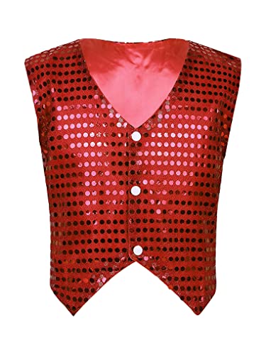 YEAHDOR Kids Girls Boys Sequins Hip-hop Jazz Dance Waistcoat Jacket Sparkle Stage Performance Vest Tops3