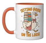 Test Day Teacher Squad Motivation Testing Goose On The Loose Ceramic Mug, Orange/White