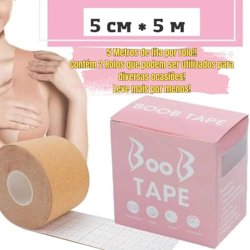 Kit 2 Sutiãs Adesivos Levanta Peito Seios 5m Fita Boob Up Invisível Fit