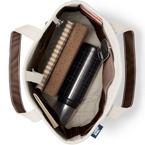 Image of Lands' End Natural Open Top Canvas Tote Natural /brown Root Medium Regular Handle