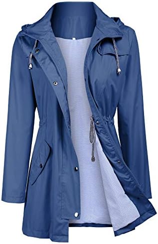 Zcfire Rain Jacket Women Full Zip Up Mountain Camping Travel Stylish Adult Cool Raincoat Blue S