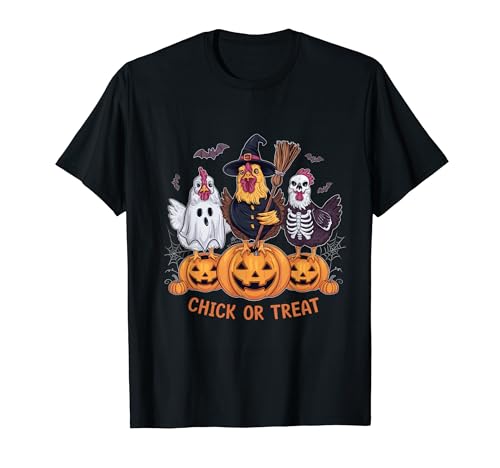 Granjero de pollo o pollo de calabaza fantasma bruja esqueleto Camiseta