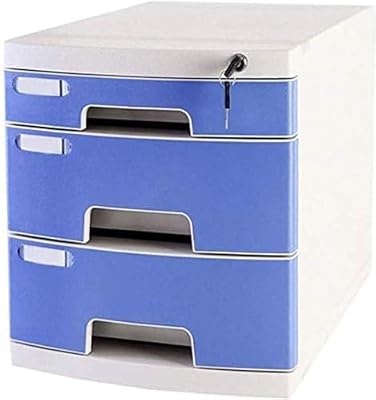 UYCVT Blue File Cabinet Flat Desk Organizer Lockable Plastic Data Storage Box 3-Tier Bookshelf Office Supplies Storage Durable and Stylish Document Organizer