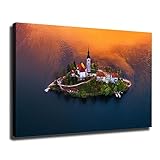 Artwork: This Church of the Assumption in Lake Bled Slovenia Poster Wall Art Canvas Addition looks unique and can bring a cohesive aesthetic in your home, you can hang it in different rooms, it can make your living room full of artistic atmosphere . ...