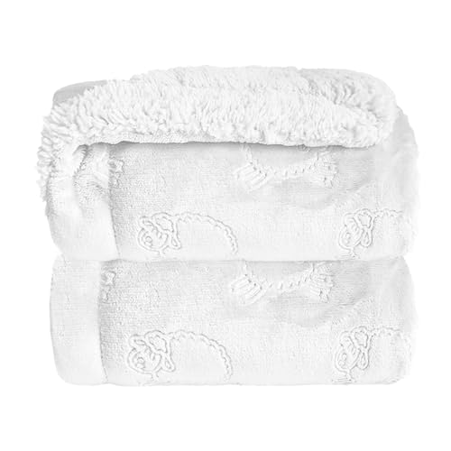 Cobertor Donna Laço Bebê Plush com Sherpa Ferrete (Branco)