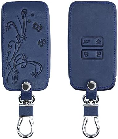 kwmobile Etui na kluczyki samochodowe kompatybilne z Renault 4 przyciskami Smartkey kluczyk samochodowy (tylko Keyless Go) - sztuczna skóra etui ochronne etui na klucze, motyw pnącza motyla, ciemnoniebieskie