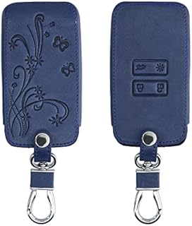 kwmobile Etui na kluczyki samochodowe kompatybilne z Renault 4 przyciskami Smartkey kluczyk samochodowy (tylko Keyless Go) - sztuczna skóra etui ochronne etui na klucze, motyw pnącza motyla, ciemnoniebieskie