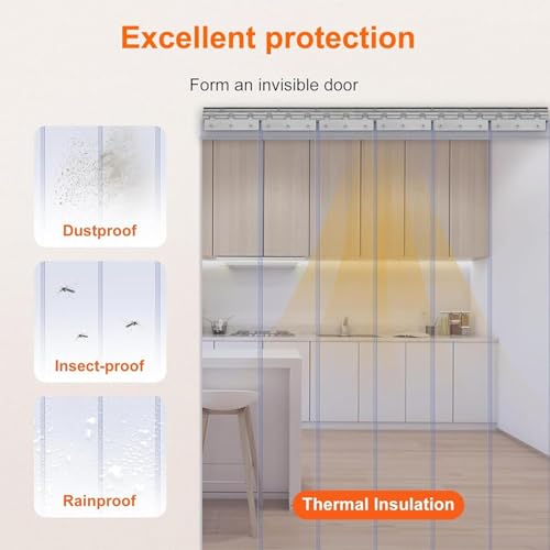 Rideau à lanières en vinyle transparent isolant et coupe-vent pour intérieur 0.75x2.1m