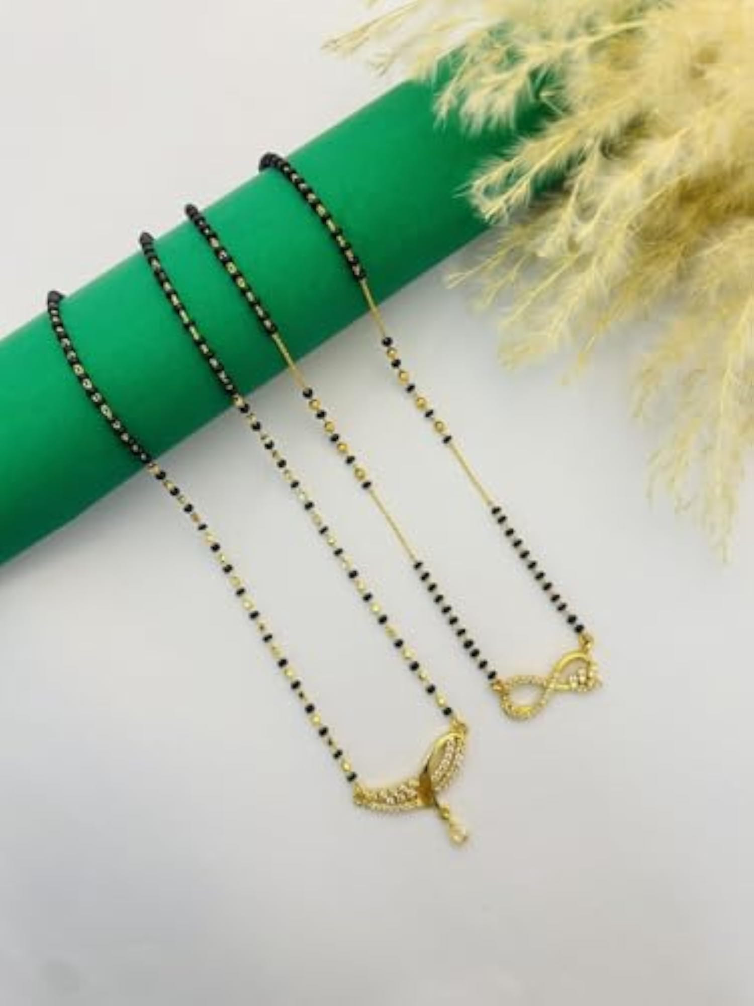 Women's Gold Plated Mangalsutra Combo with Pair Pendant & Chain Set