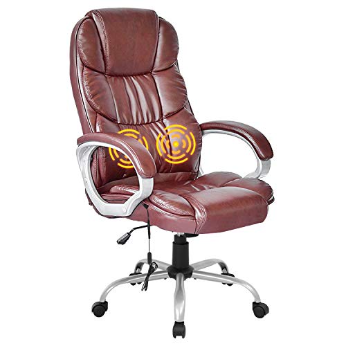 Office Chair Desk Chair Computer Chair With Lumbar Support Headrest Armrest High Back Task Chair Rolling Swivel Pu Leather Executive Ergonomic Massage Chair For Men Adults(Brown) #TOP6