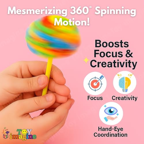 Image of Toy Imagine Candy Flower Fidget Spinner Toy for Kids - BIS Certified Spinning Lollipop Floater Ball with Magic FlipSphere Action | Small Sensory Spring Toy for Boys & Girls Ages 3+