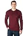 Mens Solid Thermal Henley Long Sleeve T-shirts - Burgundy - Large