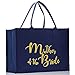 Wedding Bridal Shower Bride 100% Cotton Chic Tote Bag (Navy, Mother of the Bride)