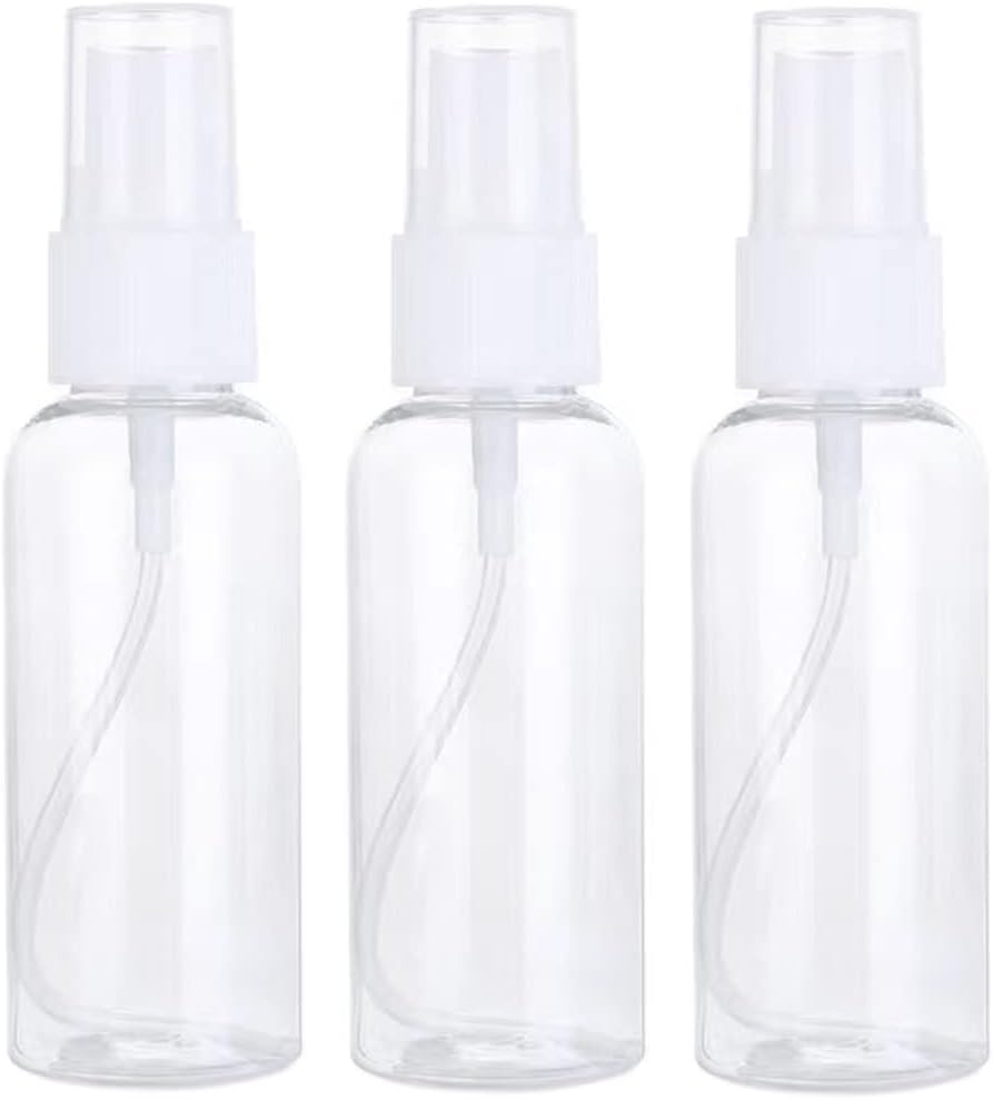 Mebamce3pcs Small Spray Bottle 50ml Clear Empty Plastic Fine Mist Mini Spray Bottles Small Refillable Containers Liquid Dispensers