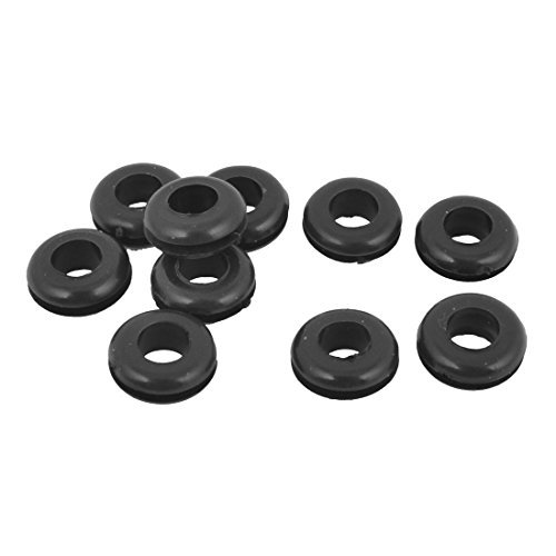 10 Pcs Black Armature Wire Double Sided Rubber Grommet 6mm x 8mm
