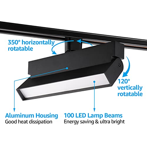 Leonlite 3Cct 24W Dimmable Led Track Lighting Heads, For H Type Track Rails, 100-277V, 2700K/3000K/4000K, Cri90, 1300Lm, Flicker Free Ceiling Track Light Fixtures For Kitchen, Art, Black, Pack Of 2 #TOP5