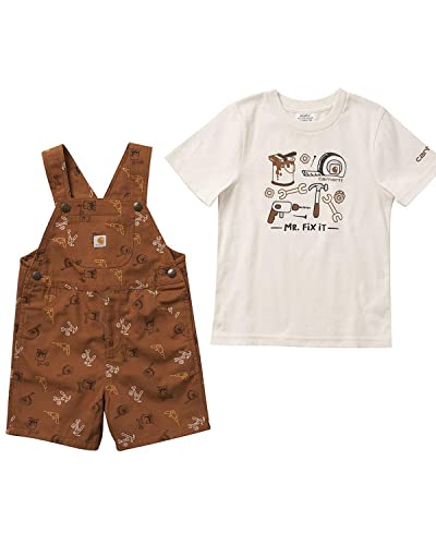 Image of Carhartt Baby Boys' Short-Sleeve Bodyshirt & Canvas Shortall Set