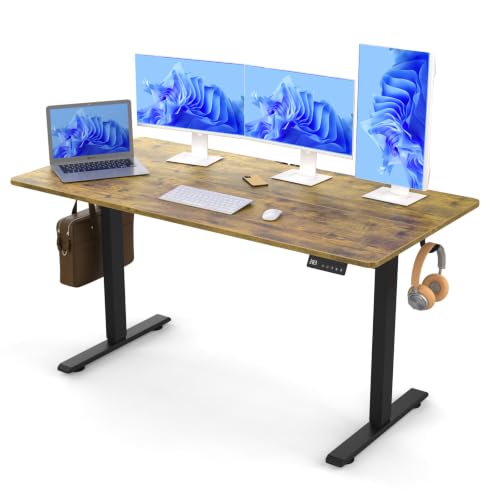 Image of 55x28 inch Electric Standing Desk, Adjustable Height Desk, Brown