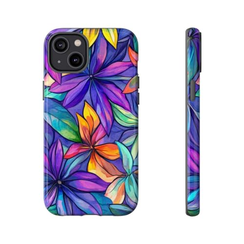 Coque rigide iPhone 14 Plus motif floral aquarelle brillant