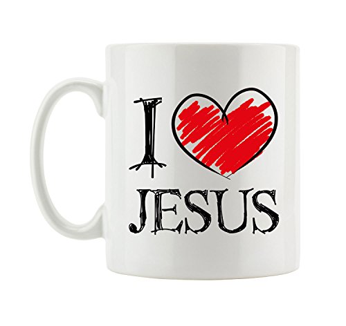 Pixxprint I Love Jesus Fun - Tasse - Capacité : environ 300 ml - Céramique blanche - Passe au lave-vaisselle