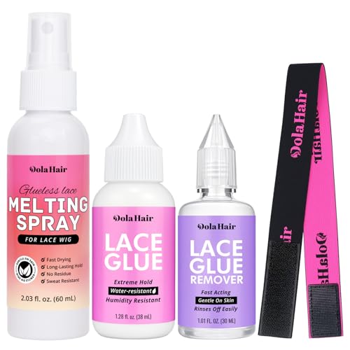Image of Dolahair Wig Glue Spray for Front Lace Wig Lace Melting Spray for Wigs Melting Spray Lace Bond Spray Lace Glue Kit Wig Install Kit (Melting Spray Kit-60ml)